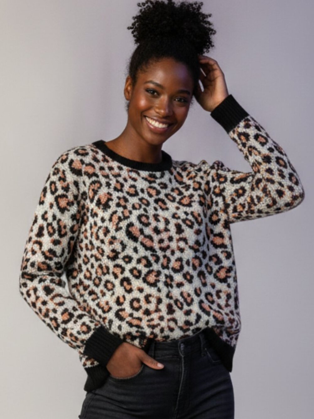 Kirra Leopard Print Pullover Sweater S